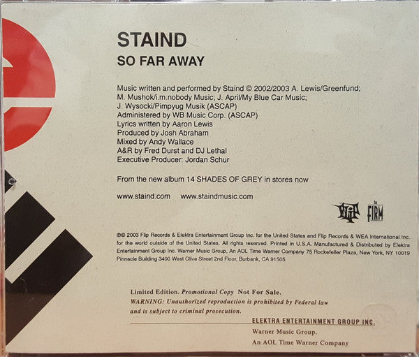 Staind : So Far Away (CD, Single, Ltd, Promo)