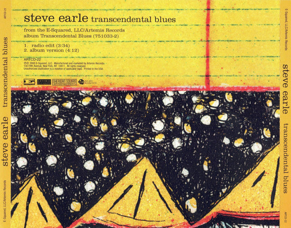 Steve Earle : Transcendental Blues (CD, Single)