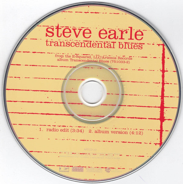 Steve Earle : Transcendental Blues (CD, Single)