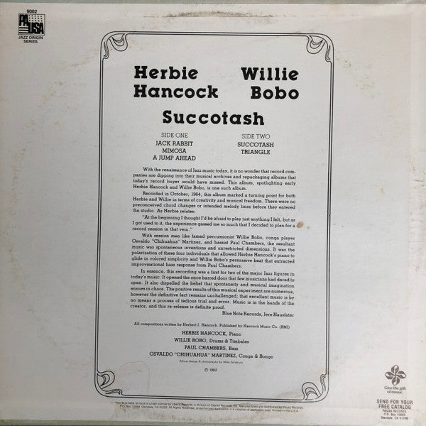 Herbie Hancock / Willie Bobo : Succotash (LP, Album, RE)