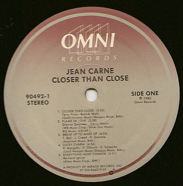 Jean Carn : Closer Than Close (LP, Album, SP )