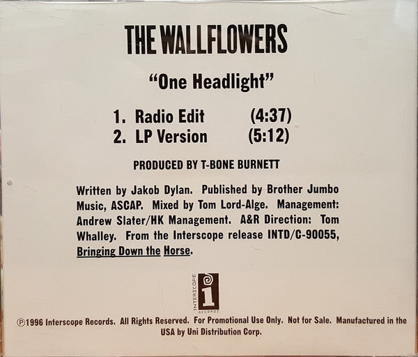 The Wallflowers : One Headlight (CD, Single, Promo)