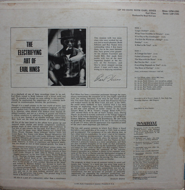 Earl Hines : Up To Date With Earl Hines (LP, Album)