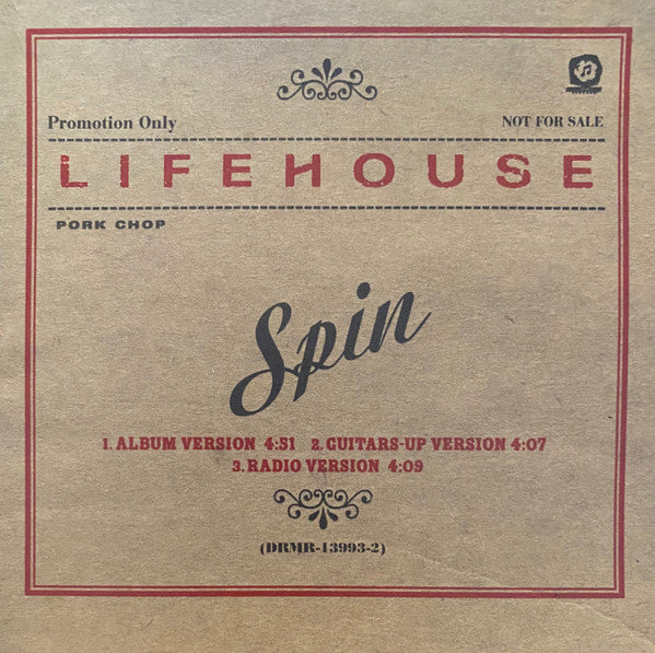 Lifehouse : Spin (CD, Single, Promo)