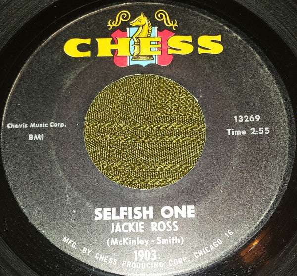 Jackie Ross : Selfish One / Everything But Love (7", Single)