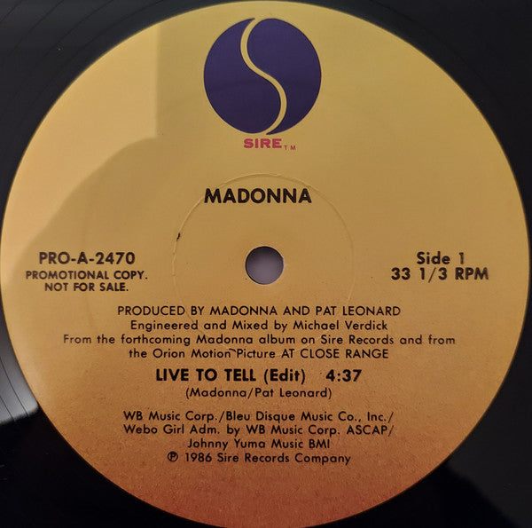 Madonna : Live To Tell (12", Promo)