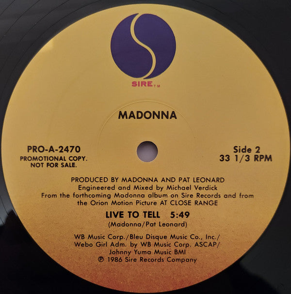 Madonna : Live To Tell (12", Promo)