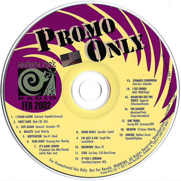 Various : Promo Only Modern Rock Radio: February 2002 (CD, Comp, Promo)