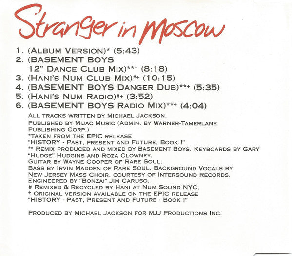 Michael Jackson : Stranger In Moscow (CD, Maxi, CD1)