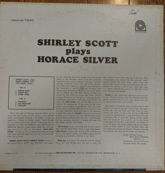 Shirley Scott : Plays Horace Silver (LP, Album)