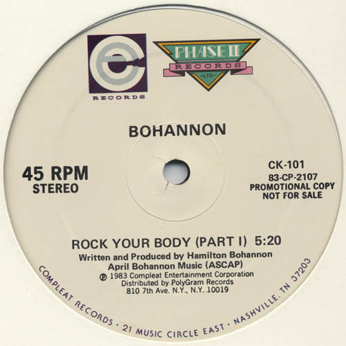 Hamilton Bohannon : Rock Your Body (12", Promo)