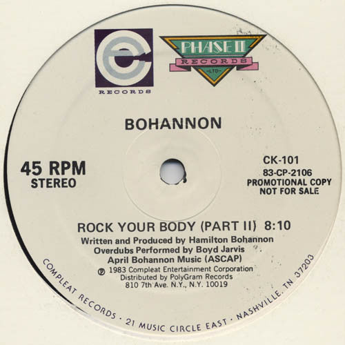 Hamilton Bohannon : Rock Your Body (12", Promo)