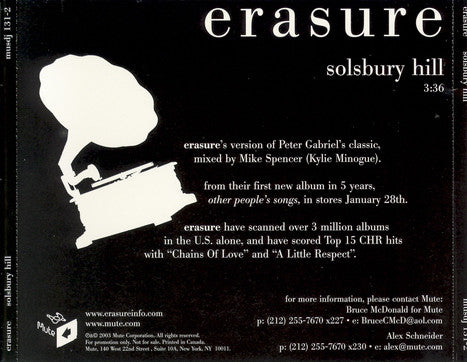 Erasure : Solsbury Hill (CD, Single, Promo)