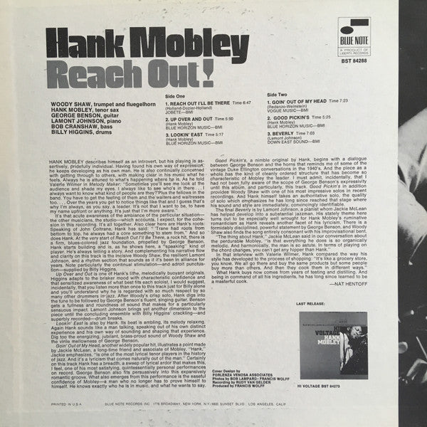 Hank Mobley : Reach Out! (LP, Album, Gat)