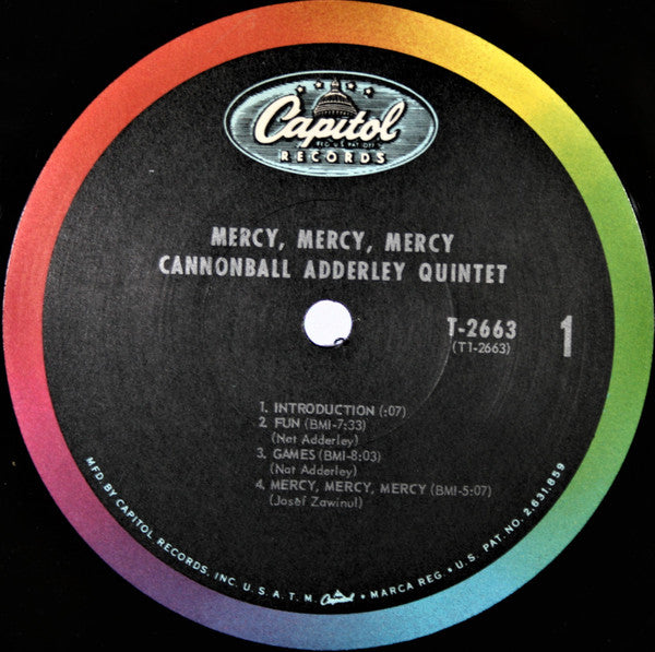 The Cannonball Adderley Quintet : Mercy, Mercy, Mercy! - Live At "The Club" (LP, Album, Mono, Jac)