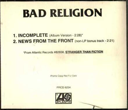 Bad Religion : Incomplete (CD, Promo)
