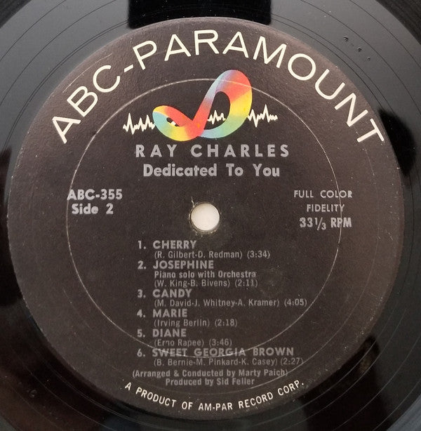 Ray Charles : ...Dedicated To You (LP, Album, Mono)