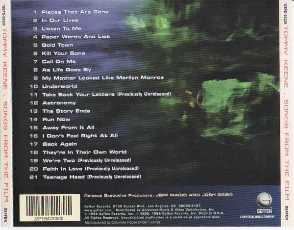 Tommy Keene : Songs From The Film (CD, Album, Club, RE)