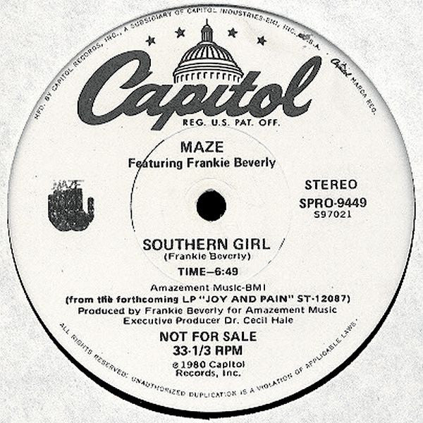 Maze Featuring Frankie Beverly : Southern Girl (12", Promo)