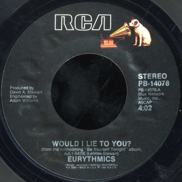 Eurythmics : Would I Lie To You? (7", Single, Styrene, Ind)