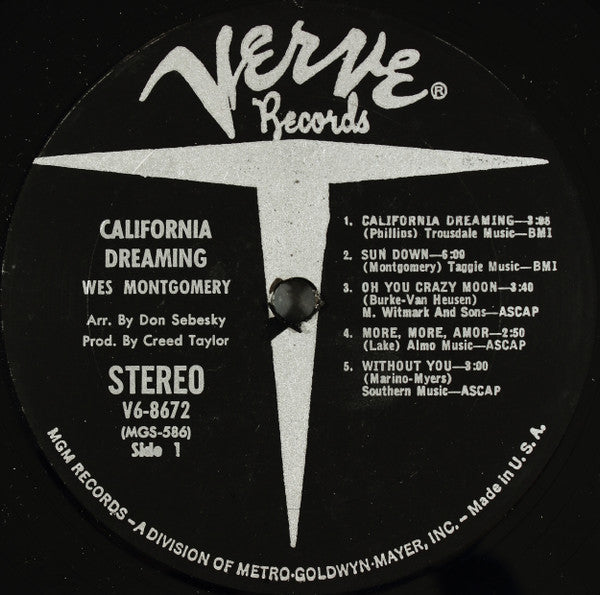 Wes Montgomery : California Dreaming (LP, Album, MGM)