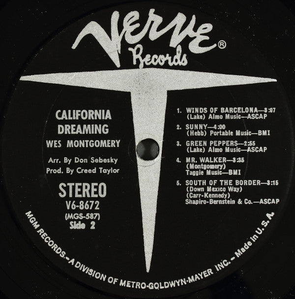 Wes Montgomery : California Dreaming (LP, Album, MGM)