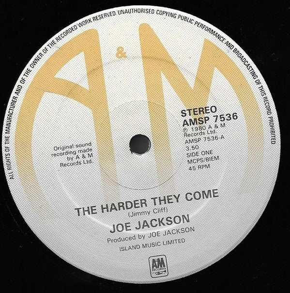 Joe Jackson Band : The Harder They Come / Out Of Style / Tilt (12", Single)