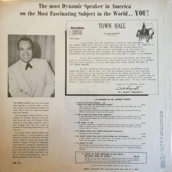 Dr. Murray Banks : How To Live With Yourself Or What Do Do Until The Psychiatrist Comes (LP, Album)