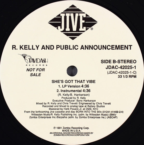 R. Kelly And Public Announcement : She's Got That Vibe (12", Promo)