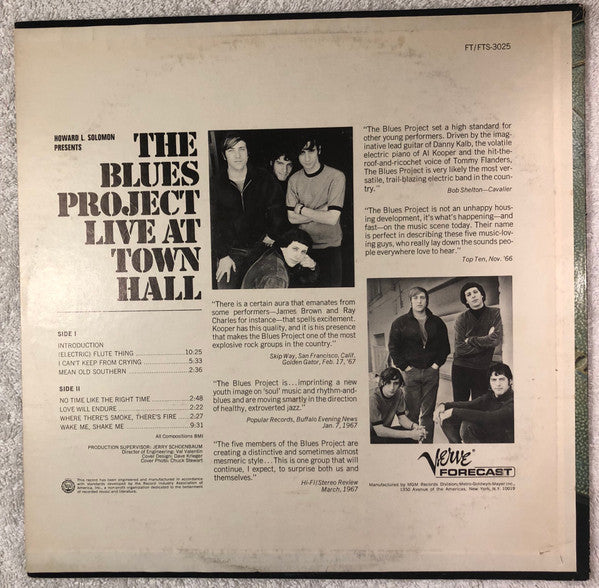 The Blues Project : Live At Town Hall (LP, Album)