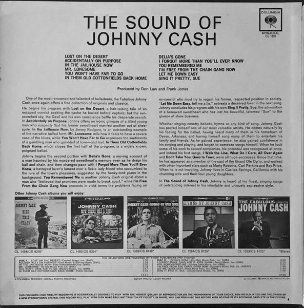 Johnny Cash : The Sound Of Johnny Cash (LP, Album, Mono, RE, Pit)