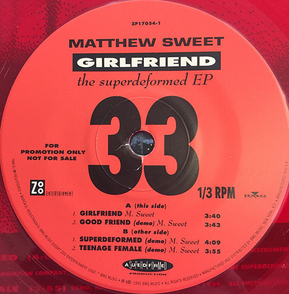 Matthew Sweet : Girlfriend: The Superdeformed EP (7", EP, Promo, Red)