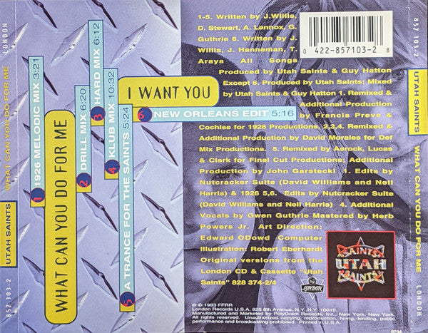 Utah Saints : What Can You Do For Me (CD, Maxi)