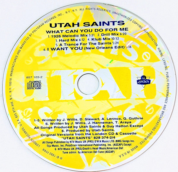 Utah Saints : What Can You Do For Me (CD, Maxi)