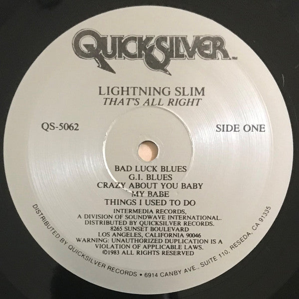 Lightning Slim : That's All Right (LP, RE)