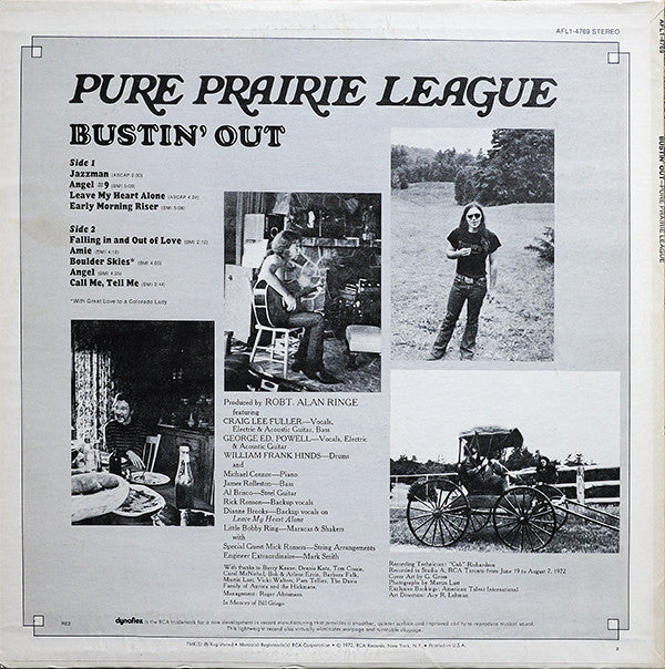 Pure Prairie League : Bustin' Out (LP, Album, RE)