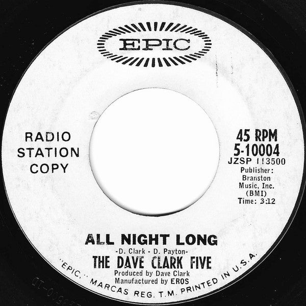 The Dave Clark Five : Try Too Hard / All Night Long (7", Single, Promo)