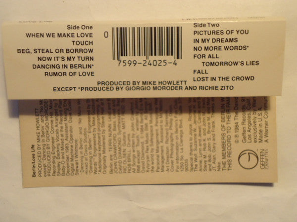 Berlin : Love Life (Cass, Album, SR)