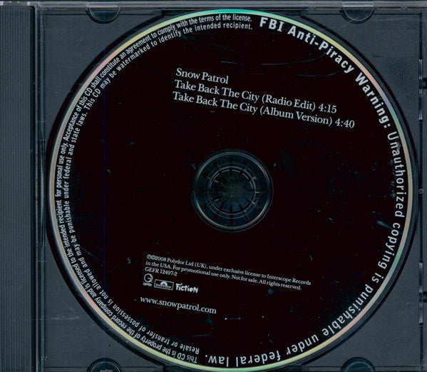 Snow Patrol : Take Back The City (CD, Single, Promo)