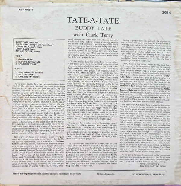 Buddy Tate With Clark Terry : Tate-A-Tate (LP, Album)