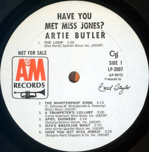 Artie Butler : Have You Met Miss Jones? (LP, Album, Mono, Promo, Gat)