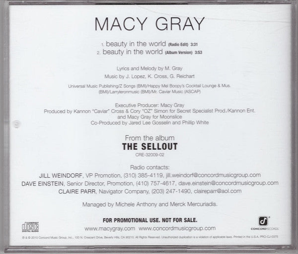 Macy Gray : Beauty In The World (CD, Single, Promo)