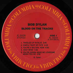 Bob Dylan : Blood On The Tracks (LP, Album, RE, RP, Ter)