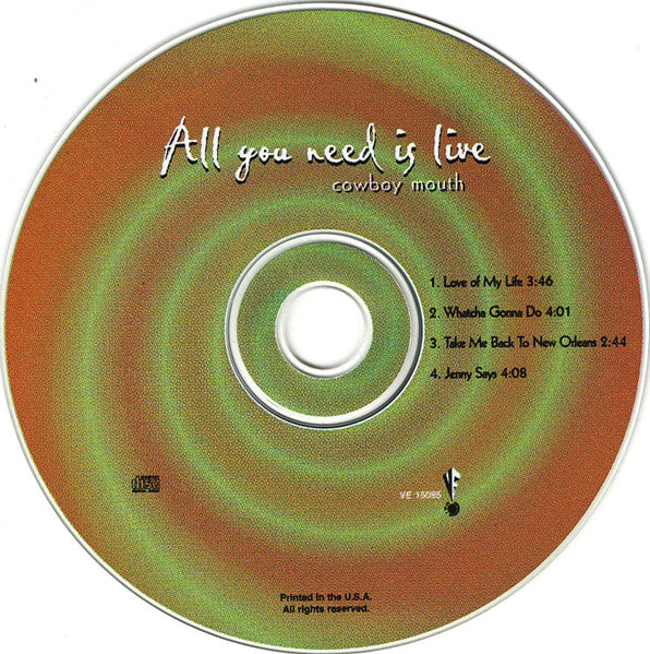 Cowboy Mouth : All You Need Is Live (CD, Promo, Smplr)