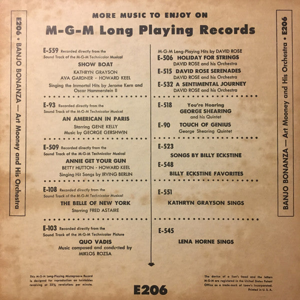 Art Mooney & His Orchestra : Banjo Bonanza (10")