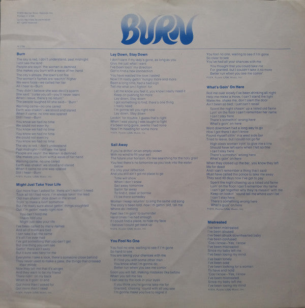 Deep Purple : Burn (LP, Album)