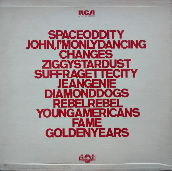 David Bowie : ChangesOneBowie (LP, Comp, RE)