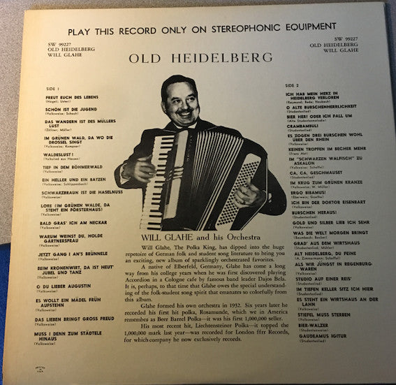 Will Glahé Und Sein Orchester Mit Chor : Old Heidelberg (LP)