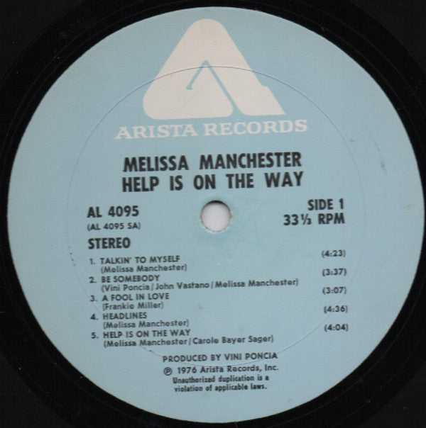 Melissa Manchester : Help Is On The Way (LP, Album)