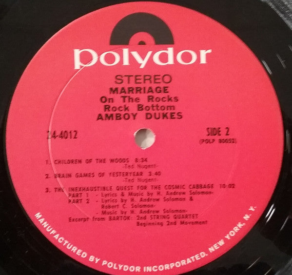 The Amboy Dukes Featuring Ted Nugent : Marriage On The Rocks - Rock Bottom (LP, Album)